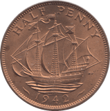 1942 HALF PENNY ( UNC ) - HALFPENNY - Cambridgeshire Coins