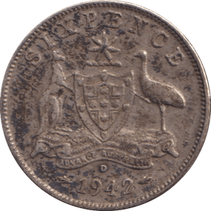 1942 SILVER AUSTRALIA SIX PENCE - SILVER WORLD COINS - Cambridgeshire Coins