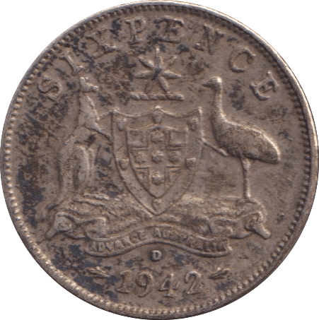 1942 SILVER AUSTRALIA SIX PENCE - SILVER WORLD COINS - Cambridgeshire Coins