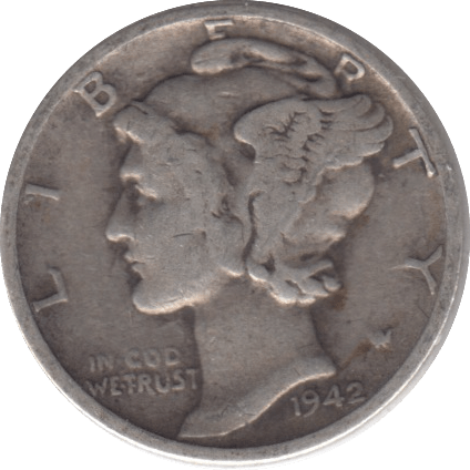 1942 SILVER DIME USA - SILVER WORLD COINS - Cambridgeshire Coins