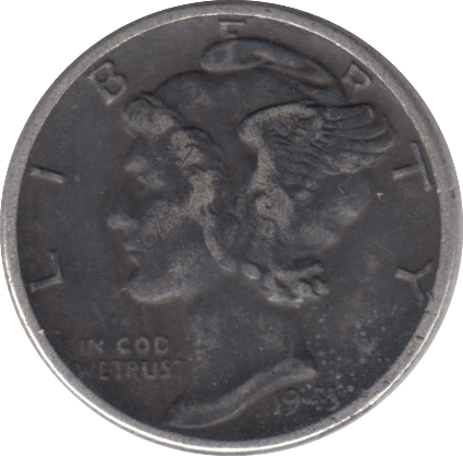 1942 SILVER DIME USA - SILVER WORLD COINS - Cambridgeshire Coins