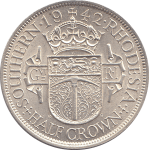 1942 SILVER HALF CROWN SOUTHERN RHODESIA - SILVER WORLD COINS - Cambridgeshire Coins