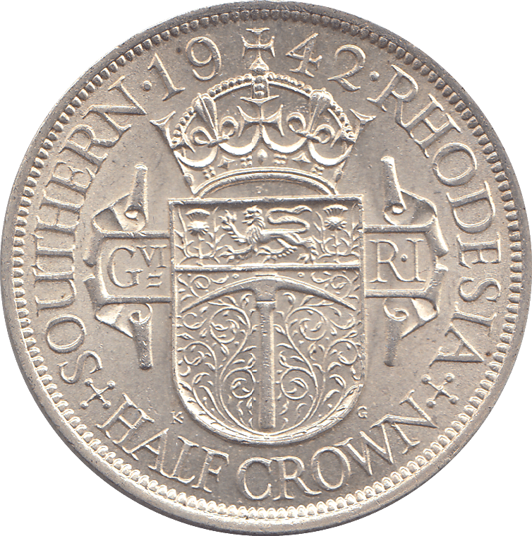 1942 SILVER HALF CROWN SOUTHERN RHODESIA - SILVER WORLD COINS - Cambridgeshire Coins