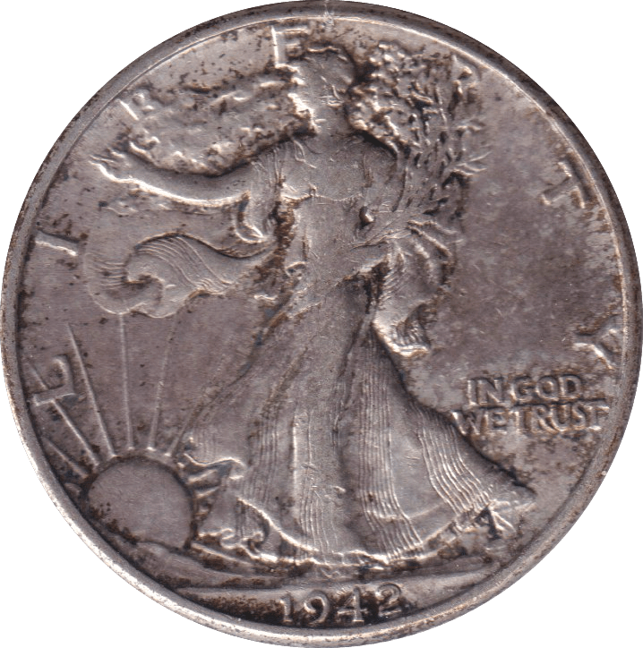 1942 SILVER HALF DOLLAR USA - SILVER WORLD COINS - Cambridgeshire Coins