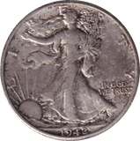 1942 SILVER HALF DOLLAR USA - SILVER WORLD COINS - Cambridgeshire Coins