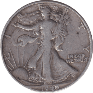 1942 SILVER HALF DOLLAR USA - SILVER WORLD COINS - Cambridgeshire Coins