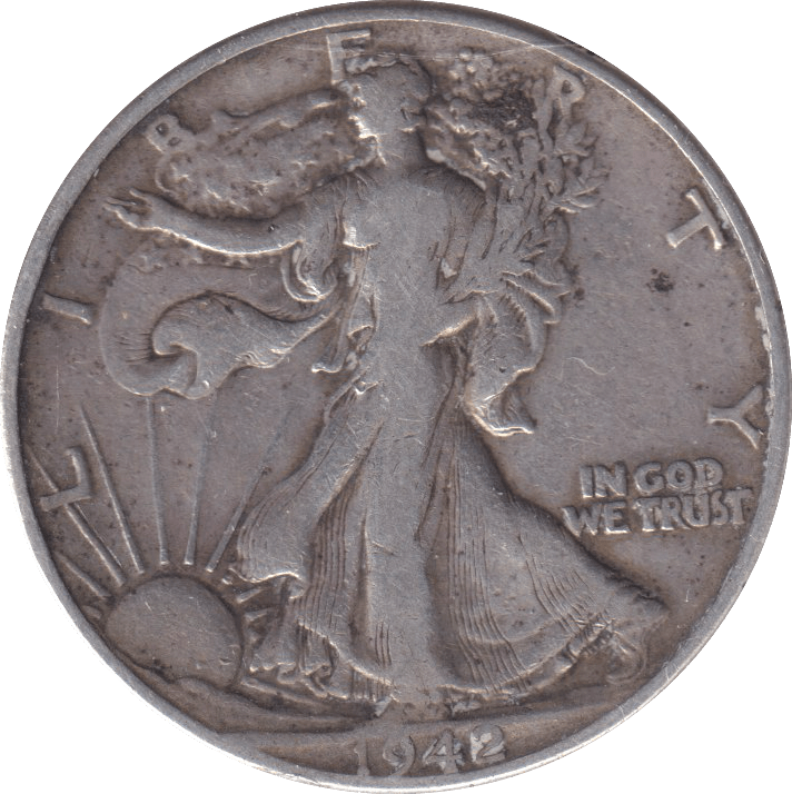 1942 SILVER HALF DOLLAR USA - SILVER WORLD COINS - Cambridgeshire Coins