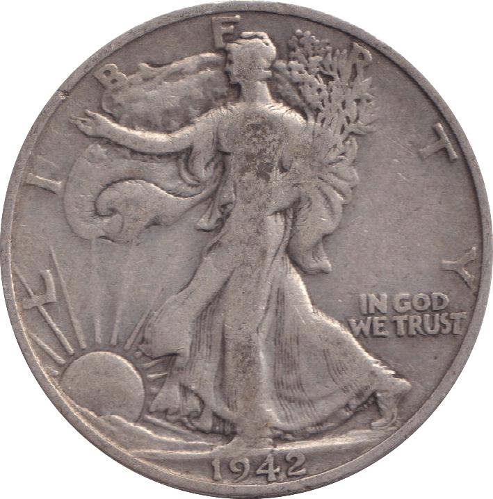 1942 SILVER HALF DOLLAR USA - SILVER WORLD COINS - Cambridgeshire Coins