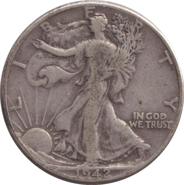 1942 SILVER HALF DOLLAR USA - WORLD COINS - Cambridgeshire Coins