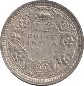 1942 SILVER HALF RUPEE INDIA 2 - WORLD COINS - Cambridgeshire Coins