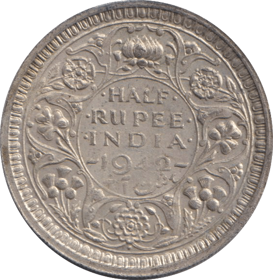 1942 SILVER HALF RUPEE INDIA 2 - WORLD COINS - Cambridgeshire Coins