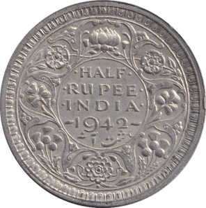 1942 SILVER HALF RUPEE INDIA - WORLD COINS - Cambridgeshire Coins