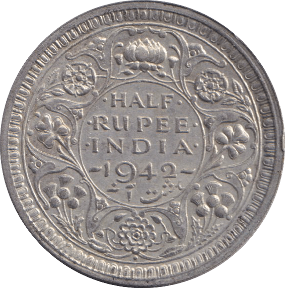 1942 SILVER HALF RUPEE INDIA - WORLD COINS - Cambridgeshire Coins