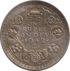 1942 SILVER ONE RUPEE INDIA - SILVER WORLD COINS - Cambridgeshire Coins