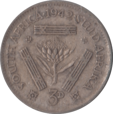 1942 SILVER THREEPENCE SOUTH AFRICA - SILVER WORLD COINS - Cambridgeshire Coins