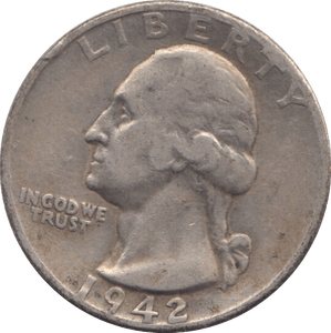 1942 SILVER USA QUARTER - SILVER WORLD COINS - Cambridgeshire Coins
