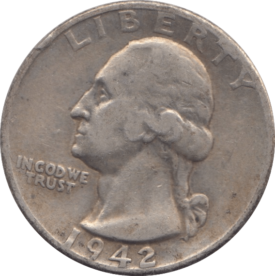 1942 SILVER USA QUARTER - SILVER WORLD COINS - Cambridgeshire Coins