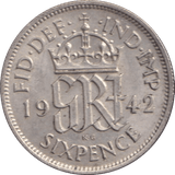 1942 SIXPENCE ( EF ) - SIXPENCE - Cambridgeshire Coins