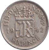 1942 SIXPENCE ( EF ) - SIXPENCE - Cambridgeshire Coins