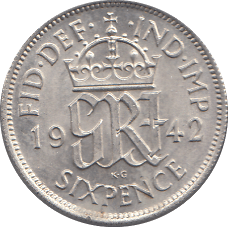1942 SIXPENCE (EF) - WORLD COINS - Cambridgeshire Coins