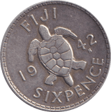 1942 SIXPENCE FIJI - WORLD COINS - Cambridgeshire Coins