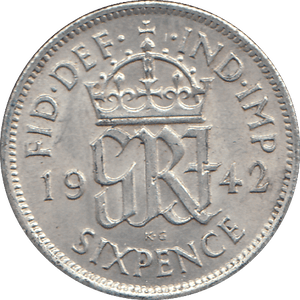 1942 SIXPENCE (GVF) - WORLD COINS - Cambridgeshire Coins