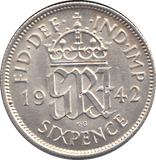 1942 SIXPENCE ( UNC ) 5 - SIXPENCE - Cambridgeshire Coins