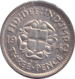 1942 THREEPENCE ( EF ) - THREEPENCE - Cambridgeshire Coins