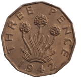 1942 THREEPENCE ( EF ) - THREEPENCE - Cambridgeshire Coins