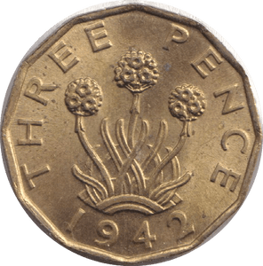 1942 THREEPENCE ( UNC ) - THREEPENCE - Cambridgeshire Coins