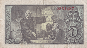 1943 5 PESTAS BANKNOTE SPAIN REF-1646 - WORLD BANKNOTES - Cambridgeshire Coins