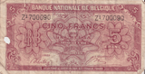 1943 BELGIUM 5 FRANCS BANKNOTE REF-1693 - WORLD BANKNOTES - Cambridgeshire Coins