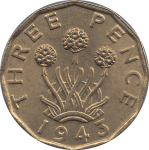1943 BRASS THREEPENCE ( BU ) - THREEPENCE - Cambridgeshire Coins