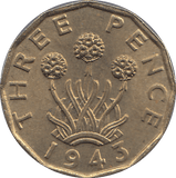 1943 BRASS THREEPENCE ( BU ) - THREEPENCE - Cambridgeshire Coins