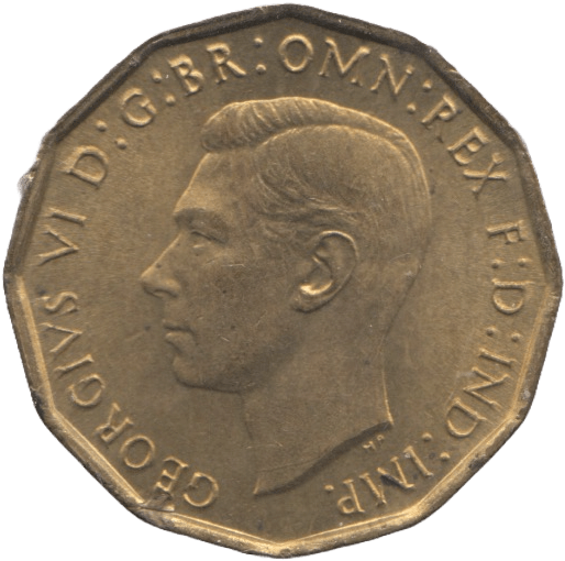 1943 BRASS THREEPENCE ( UNC ) - Threepence - Cambridgeshire Coins