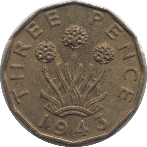 1943 BRASS THREEPENCE ( UNC ) - THREEPENCE - Cambridgeshire Coins