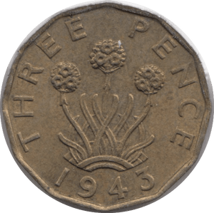 1943 BRASS THREEPENCE ( UNC ) - THREEPENCE - Cambridgeshire Coins