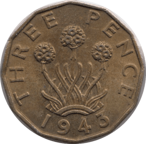1943 BRASS THREEPENCE ( UNC ) - THREEPENCE - Cambridgeshire Coins
