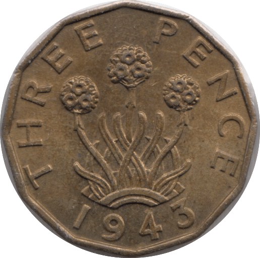 1943 BRASS THREEPENCE ( UNC ) - THREEPENCE - Cambridgeshire Coins