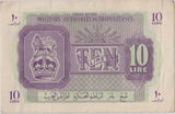 1943 BRITISH MILITARY AUTHORITY TRIPOLITANIA 10 LIRE BANKNOTE CROWN LION REF 1594 - WORLD BANKNOTES - Cambridgeshire Coins