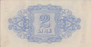 1943 BRITISH MILITARY AUTHORITY TRIPOLITANIA 2 LIRE BANKNOTE CROWN LION REF 1598 (3) - WORLD BANKNOTES - Cambridgeshire Coins