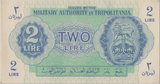 1943 BRITISH MILITARY AUTHORITY TRIPOLITANIA 2 LIRE BANKNOTE CROWN LION REF 1598 (3) - WORLD BANKNOTES - Cambridgeshire Coins