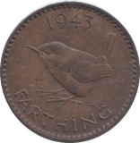 1943 FARTHING ( UNC ) - FARTHING - Cambridgeshire Coins