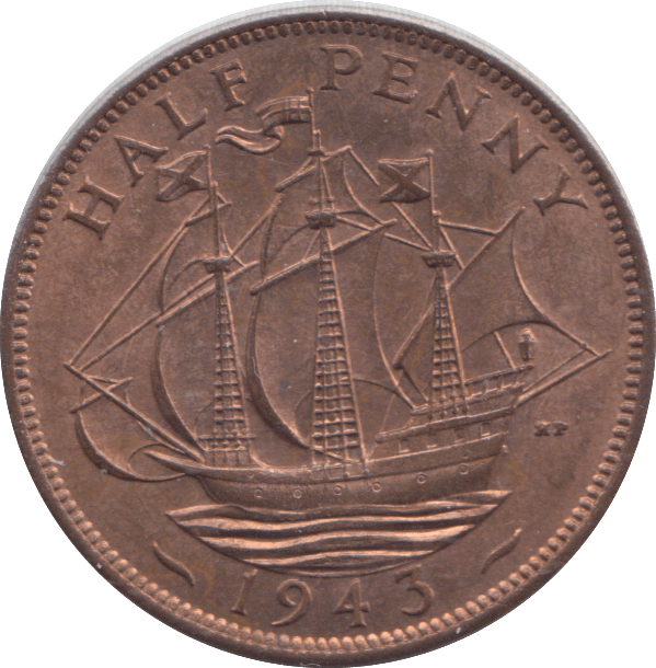 1943 HALF PENNY ( UNC ) - HALFPENNY - Cambridgeshire Coins