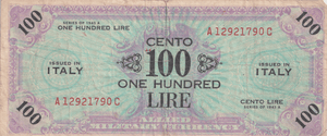 1943 ITALY HUNDRED LIRE BANKNOTE REF-1679 - WORLD BANKNOTES - Cambridgeshire Coins