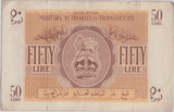 1943 LIBYA BRITISH MILITARY AUTHORITY TRIPOLITANIA 50 LIRE BANKNOTE CROWN LION REF 1593 - WORLD BANKNOTES - Cambridgeshire Coins