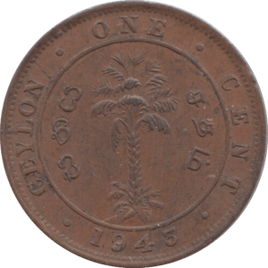 1943 ONE CENT CEYLON - WORLD COINS - Cambridgeshire Coins