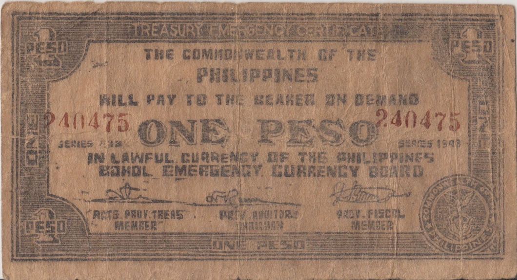 1943 ONE PESO BANKNOTE PHILIPPINES REF 724 - WORLD BANKNOTES - Cambridgeshire Coins