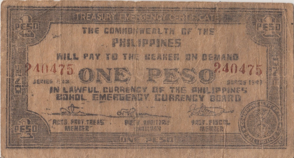 1943 ONE PESO BANKNOTE PHILIPPINES REF 724 - WORLD BANKNOTES - Cambridgeshire Coins