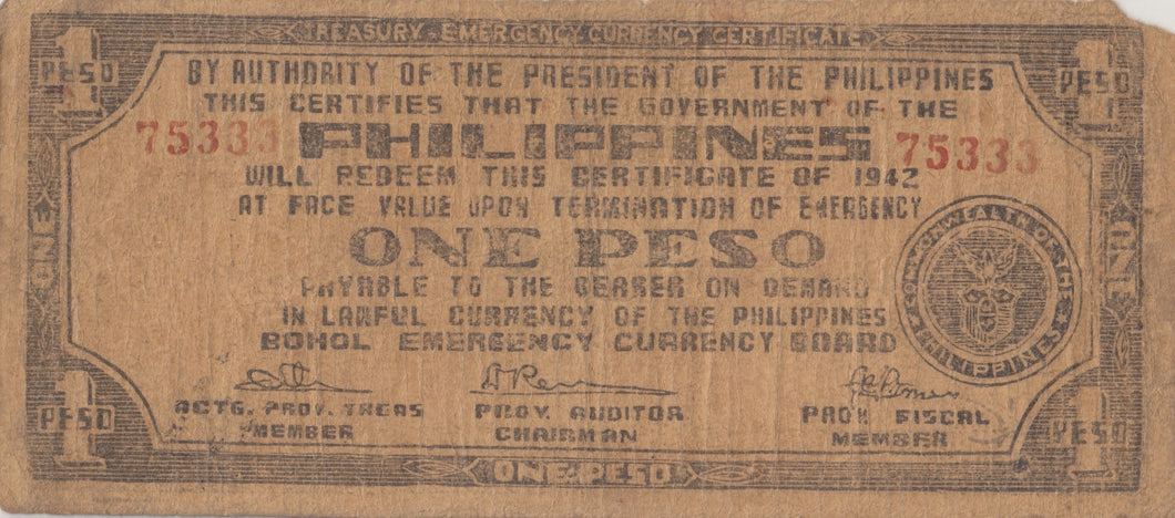 1943 ONE PESO BANKNOTE PHILIPPINES REF 725 - WORLD BANKNOTES - Cambridgeshire Coins